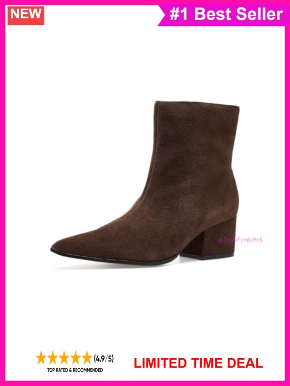 Arezzo Womens Ally Pointed Toe Mid Block Heel Ankle Bootie Suede